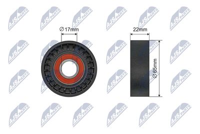 Tensioner Pulley, V-ribbed belt NTY RNK-AU-083