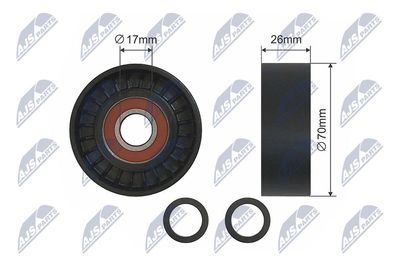 Tensioner Pulley, V-ribbed belt NTY RNK-BM-013