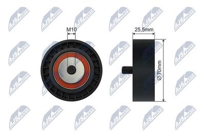 Tensioner Pulley, V-ribbed belt NTY RNK-BM-047