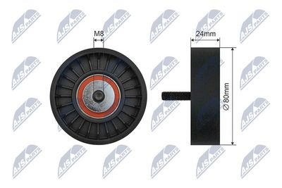 Tensioner Pulley, V-ribbed belt NTY RNK-BM-051