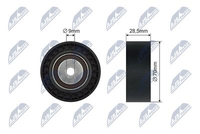 Tensioner Pulley, V-ribbed belt NTY RNK-BM-061