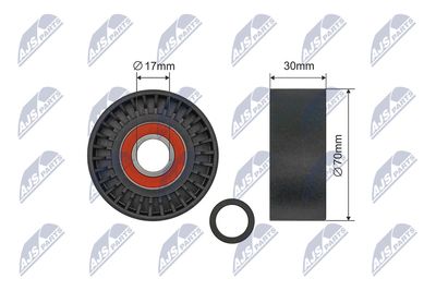 Tensioner Pulley, V-ribbed belt NTY RNK-BM-069