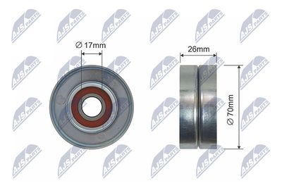 Tensioner Pulley, V-ribbed belt NTY RNK-CH-008A