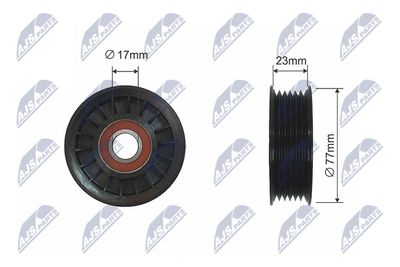 Tensioner Pulley, V-ribbed belt NTY RNK-CH-014