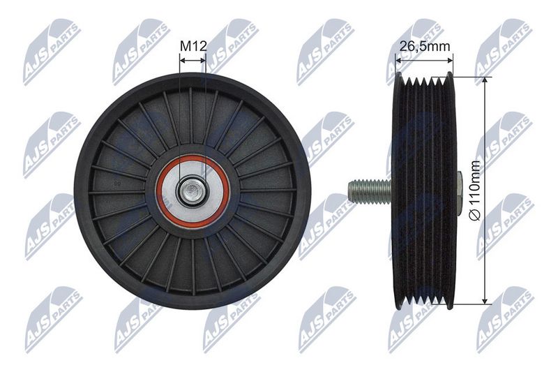 NTY RNK-CH-038 Deflection/Guide Pulley, V-ribbed belt