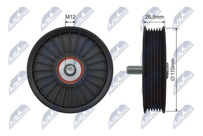 Deflection/Guide Pulley, V-ribbed belt NTY RNK-CH-038
