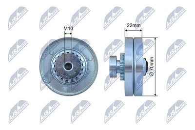 Tensioner Pulley, V-ribbed belt NTY RNK-CH-039