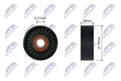 Deflection/Guide Pulley, V-ribbed belt NTY RNK-CH-040
