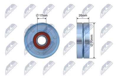 Tensioner Pulley, V-ribbed belt NTY RNK-CH-042