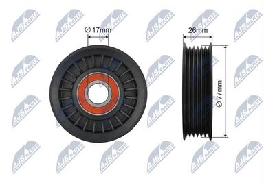 Tensioner Pulley, V-ribbed belt NTY RNK-CH-044
