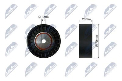 Tensioner Pulley, V-ribbed belt NTY RNK-CT-050