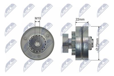 Tensioner Pulley, V-ribbed belt NTY RNK-DW-009