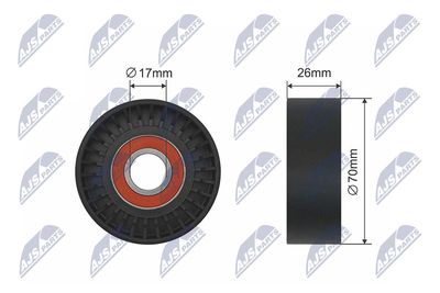 Tensioner Pulley, V-ribbed belt NTY RNK-FR-007