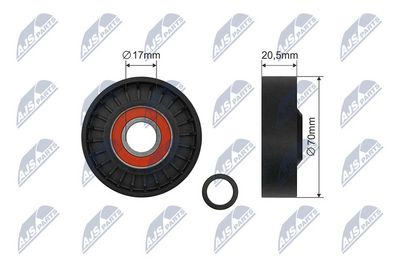 Tensioner Pulley, V-ribbed belt NTY RNK-FR-055