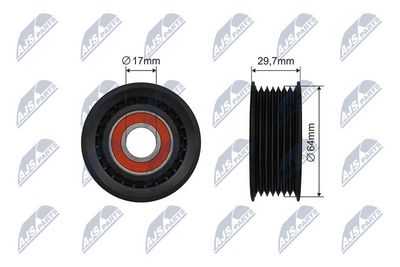 Tensioner Pulley, V-ribbed belt NTY RNK-FR-056