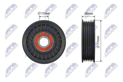 Tensioner Pulley, V-ribbed belt NTY RNK-FR-060