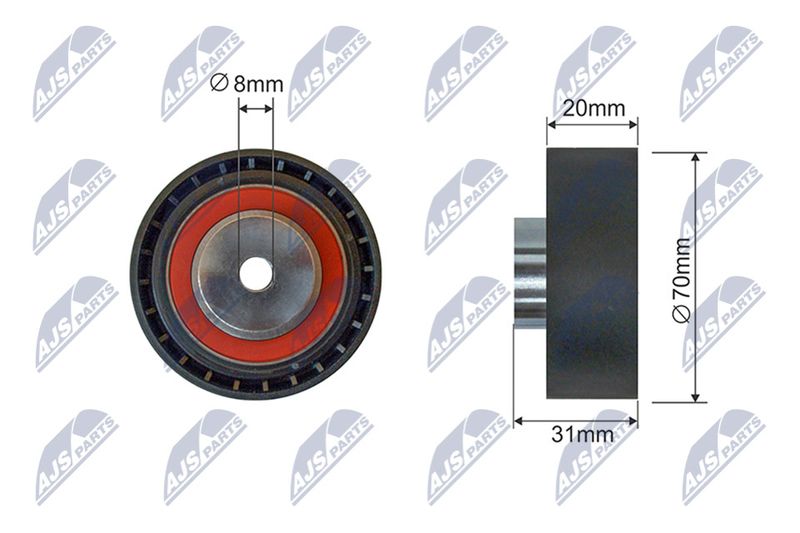 NTY RNK-HD-030 Tensioner Pulley, V-ribbed belt
