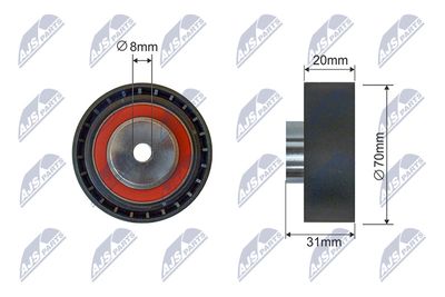 Tensioner Pulley, V-ribbed belt NTY RNK-HD-030
