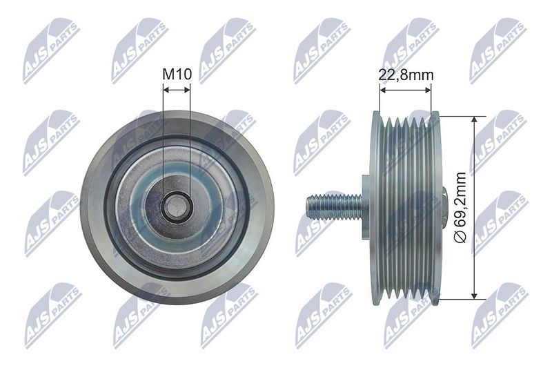 NTY RNK-HY-511 Deflection/Guide Pulley, V-ribbed belt