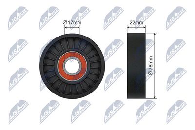 Tensioner Pulley, V-ribbed belt NTY RNK-KA-012