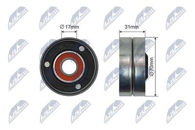Tensioner Pulley, V-ribbed belt NTY RNK-LR-015