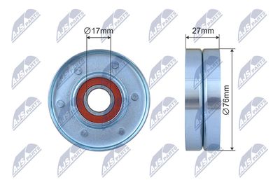 Tensioner Pulley, V-ribbed belt NTY RNK-LR-018