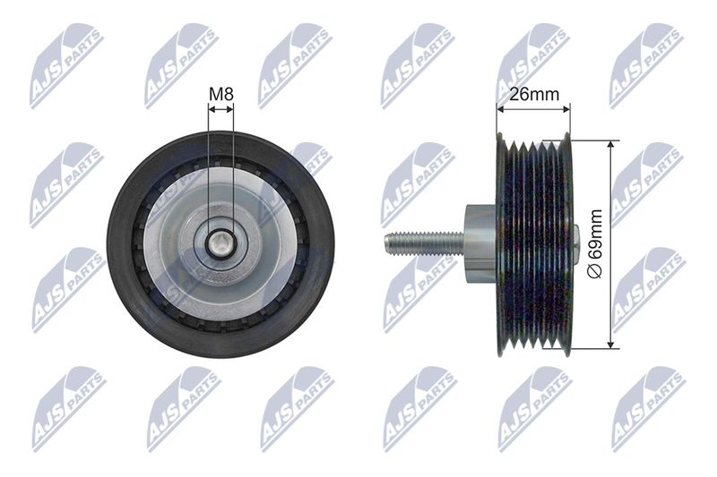 NTY RNK-LR-019 Tensioner Pulley, V-ribbed belt