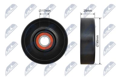 Tensioner Pulley, V-ribbed belt NTY RNK-LR-020