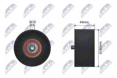 Tensioner Pulley, V-ribbed belt NTY RNK-ME-018