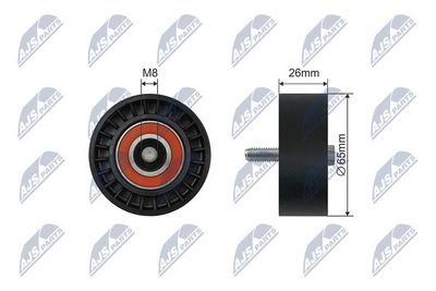 Tensioner Pulley, V-ribbed belt NTY RNK-ME-047
