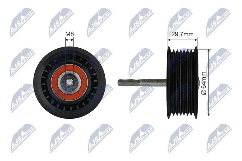 NTY RNK-ME-056 Tensioner Pulley, V-ribbed belt