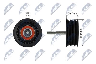 Tensioner Pulley, V-ribbed belt NTY RNK-ME-056