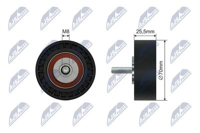 Tensioner Pulley, V-ribbed belt NTY RNK-ME-057