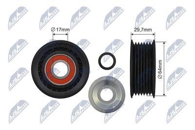 Tensioner Pulley, V-ribbed belt NTY RNK-ME-061