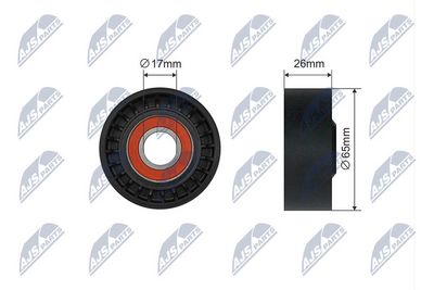 Tensioner Pulley, V-ribbed belt NTY RNK-ME-065