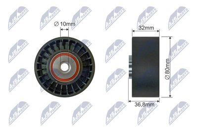 Tensioner Pulley, V-ribbed belt NTY RNK-ME-082