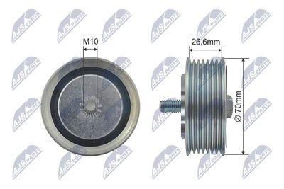 Deflection/Guide Pulley, V-ribbed belt NTY RNK-NS-034