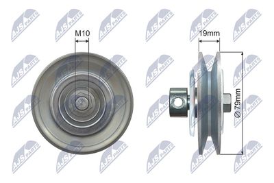 Tensioner Pulley, V-ribbed belt NTY RNK-NS-040