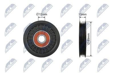 Tensioner Pulley, V-ribbed belt NTY RNK-NS-048