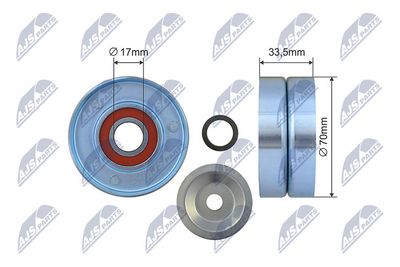 Tensioner Pulley, V-ribbed belt NTY RNK-NS-052