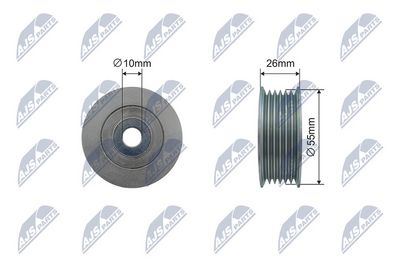 Tensioner Pulley, V-ribbed belt NTY RNK-PE-011
