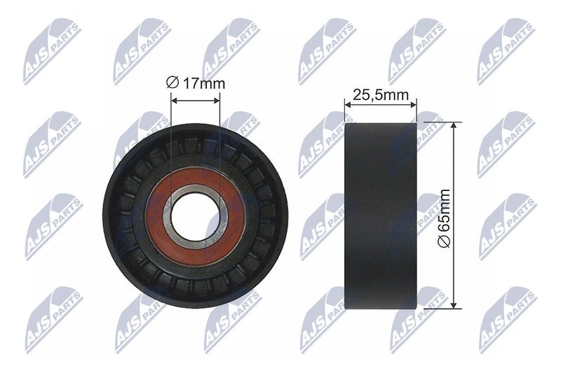 NTY RNK-PL-004 Tensioner Pulley, V-ribbed belt