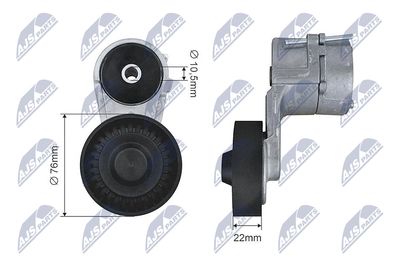 Tensioner Pulley, V-ribbed belt NTY RNK-PL-025