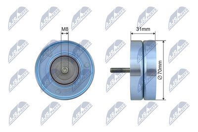 Tensioner Pulley, V-ribbed belt NTY RNK-PL-035