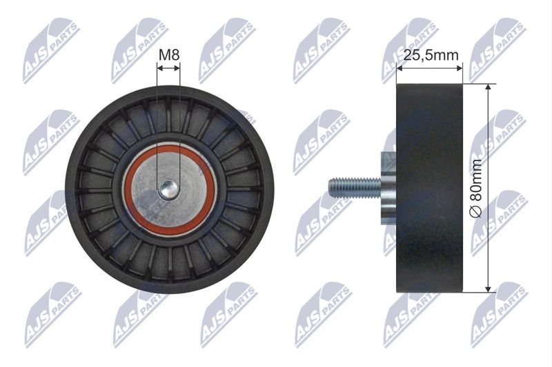 NTY RNK-PL-044 Tensioner Pulley, V-ribbed belt