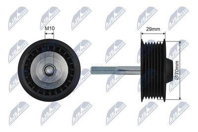 Tensioner Pulley, V-ribbed belt NTY RNK-PS-002