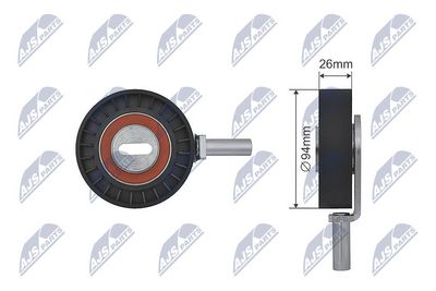Tensioner Pulley, V-ribbed belt NTY RNK-RE-012