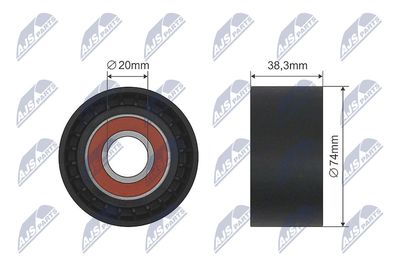 Tensioner Pulley, V-ribbed belt NTY RNK-RE-024