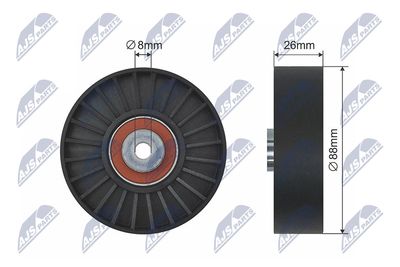 Tensioner Pulley, V-ribbed belt NTY RNK-RE-025