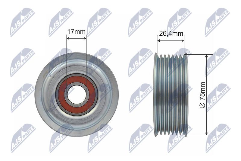 NTY RNK-TY-008 Deflection/Guide Pulley, V-ribbed belt